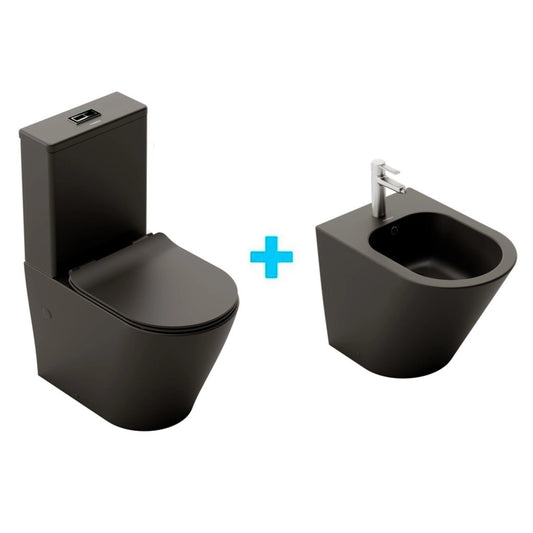 Pack inodoro + bidé negro mate Bolonia