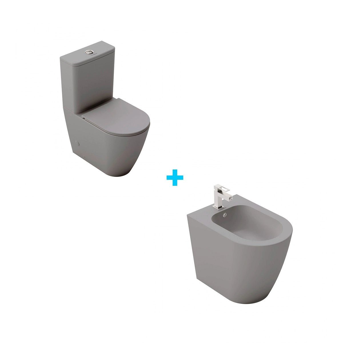 Pack inodoro + bidé gris mate Nápoles