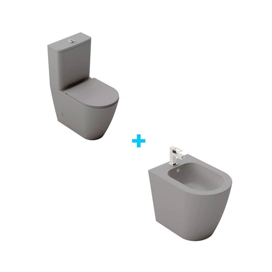 Pack inodoro + bidé gris mate Nápoles