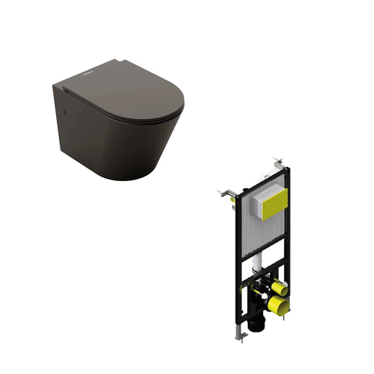 Pack inodoro suspendido negro mate Venecia + cisterna empotrada