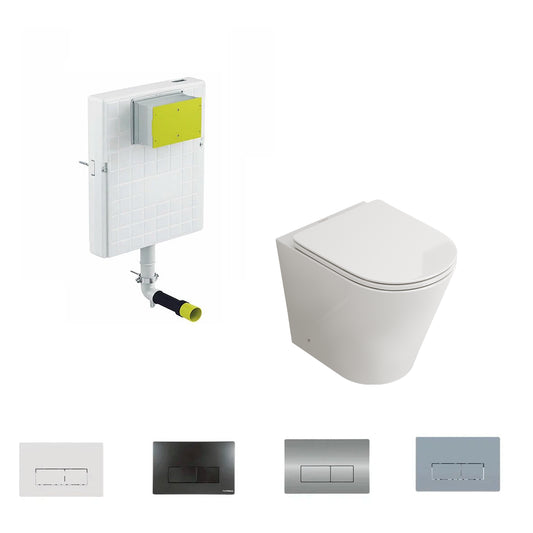 Pack inodoro compacto Bolonia + cisterna empotrada blanco brillo