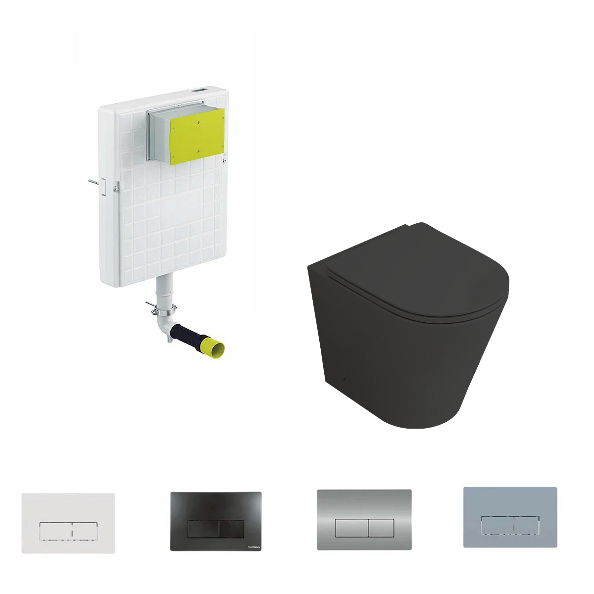 Pack inodoro compacto Bolonia + cisterna empotrada negro mate