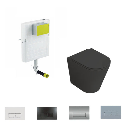 Pack inodoro compacto Bolonia + cisterna empotrada negro mate