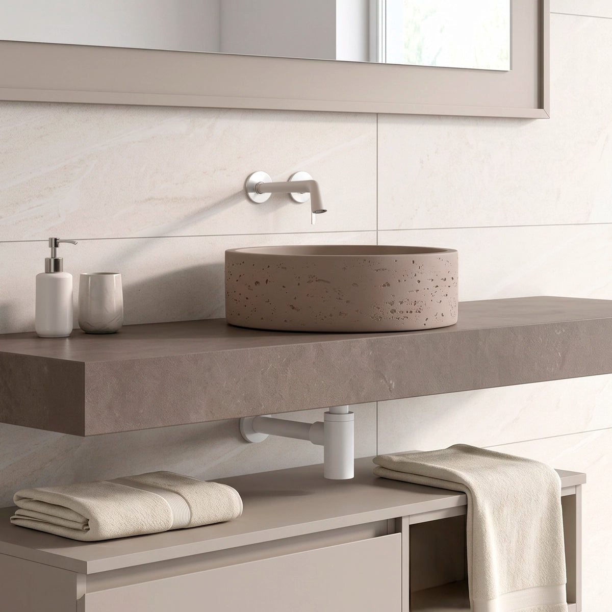 Lavabo sobre encimera cemento Stone