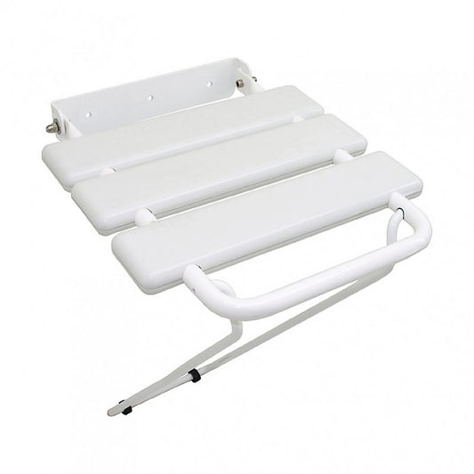 Asiento para ducha abatible con soporte y asa blanco