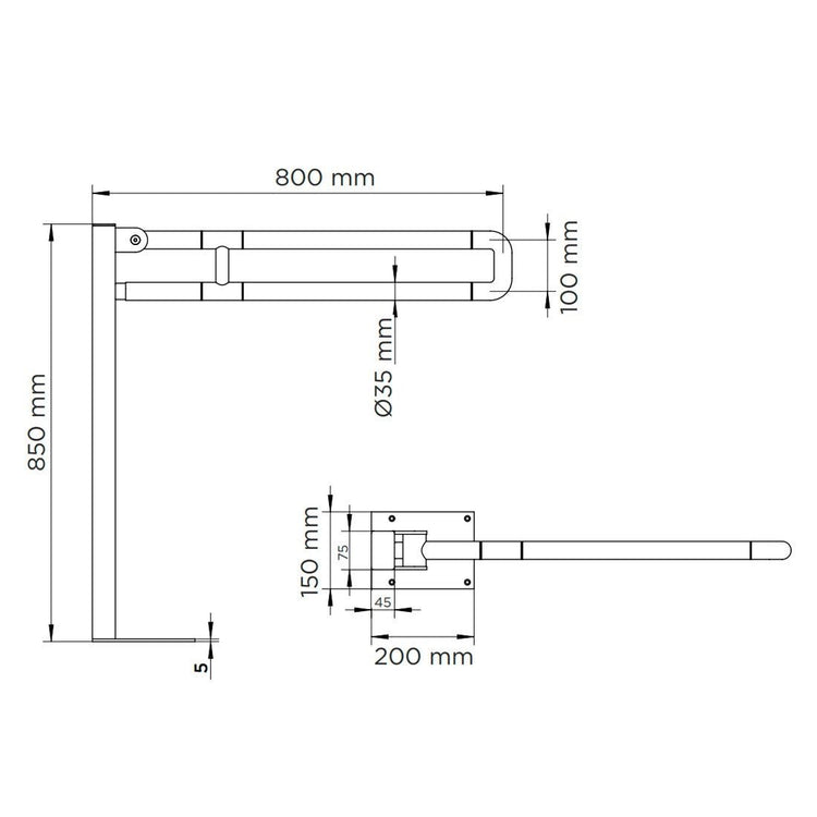 Barra minusválidos con columna antideslizante