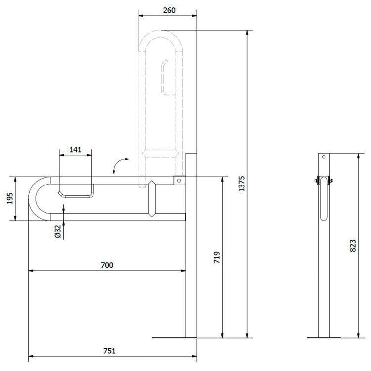 Barra minusválidos con columna Epoxi
