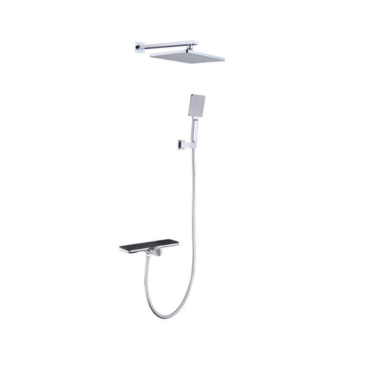 Ducha empotrada pared cromada con balda Bequia