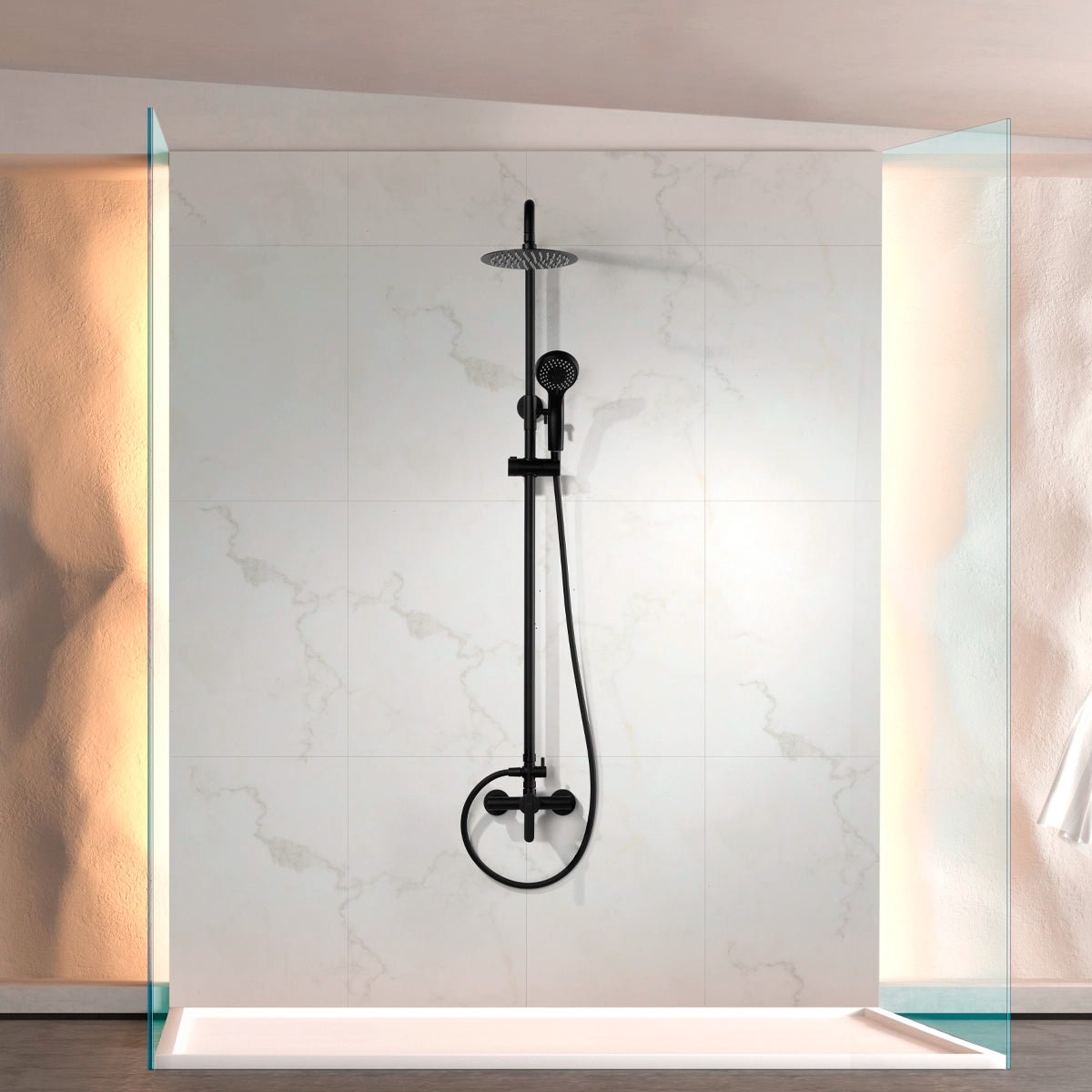 Columna de ducha Roma negra mate monomando - Thebath