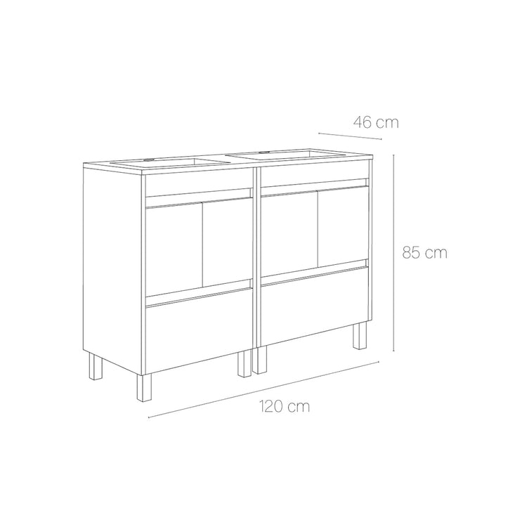 Conjunto mueble baño y lavabo doble Carla