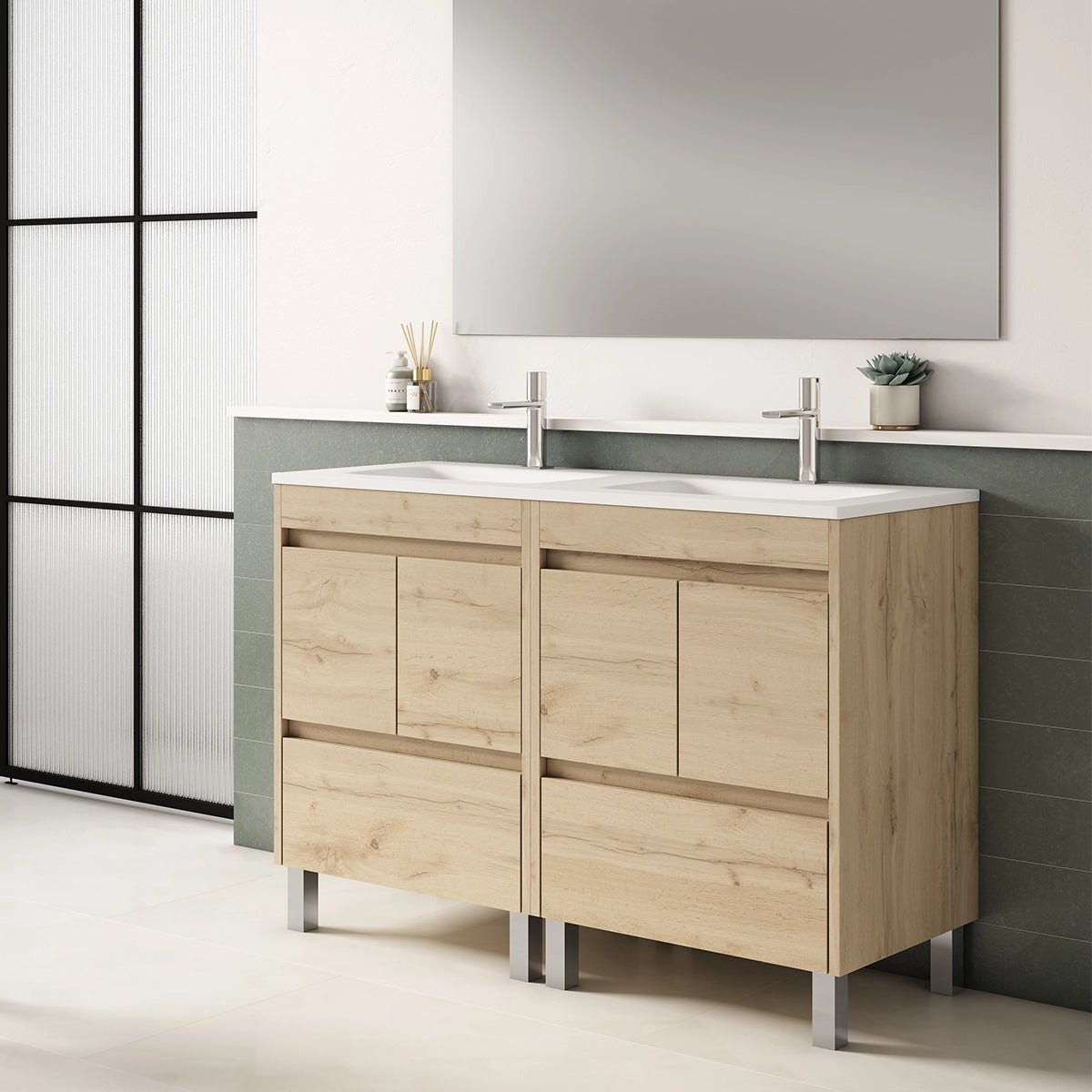 Conjunto mueble baño y lavabo doble Carla - Thebath