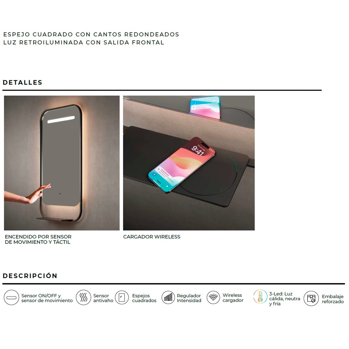 Espejo baño carga Wireless Concept - Thebath