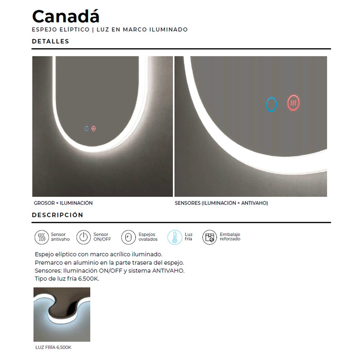 Espejo baño marco iluminado Canadá - Thebath