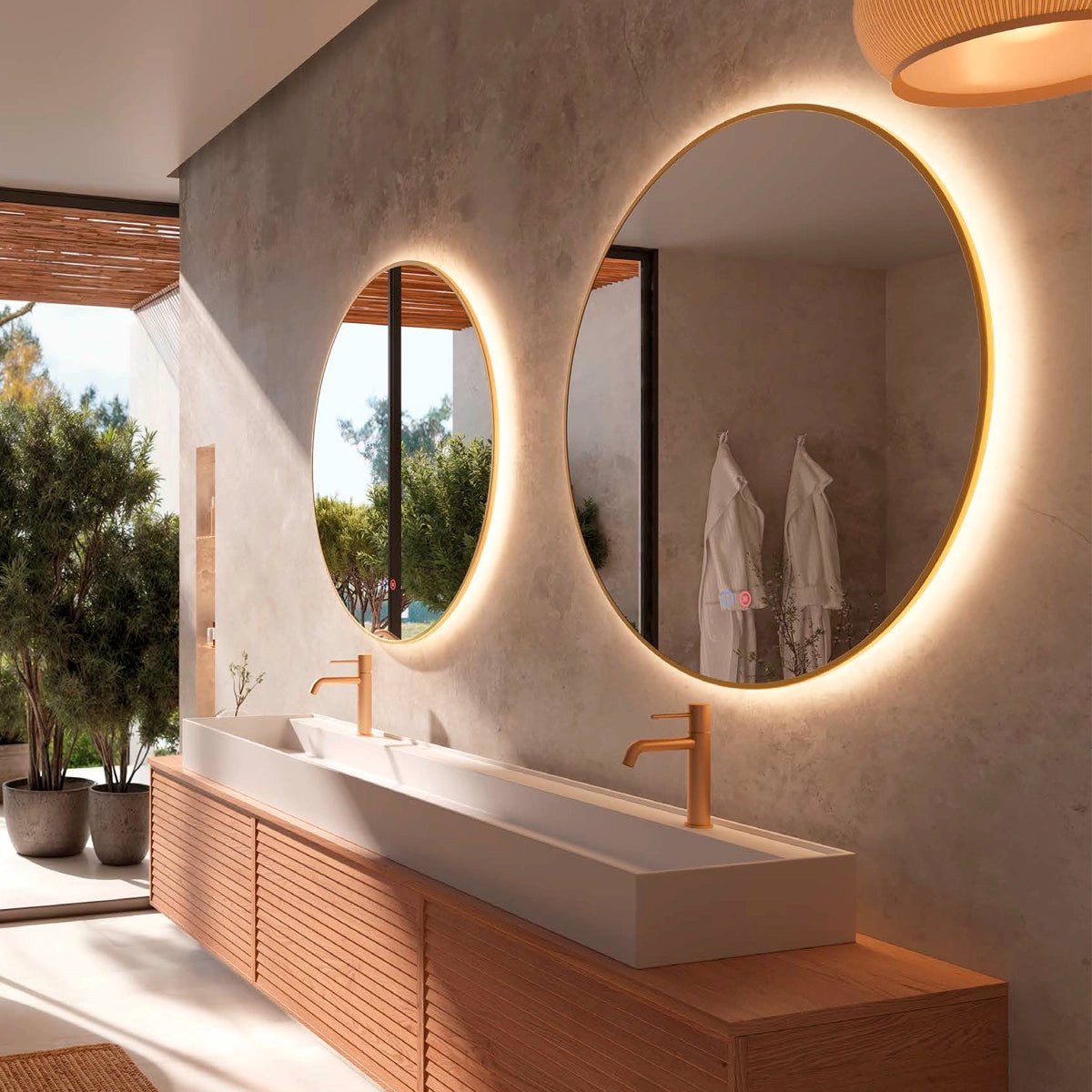 Espejo baño retroiluminado Fun oro cepillado - Thebath