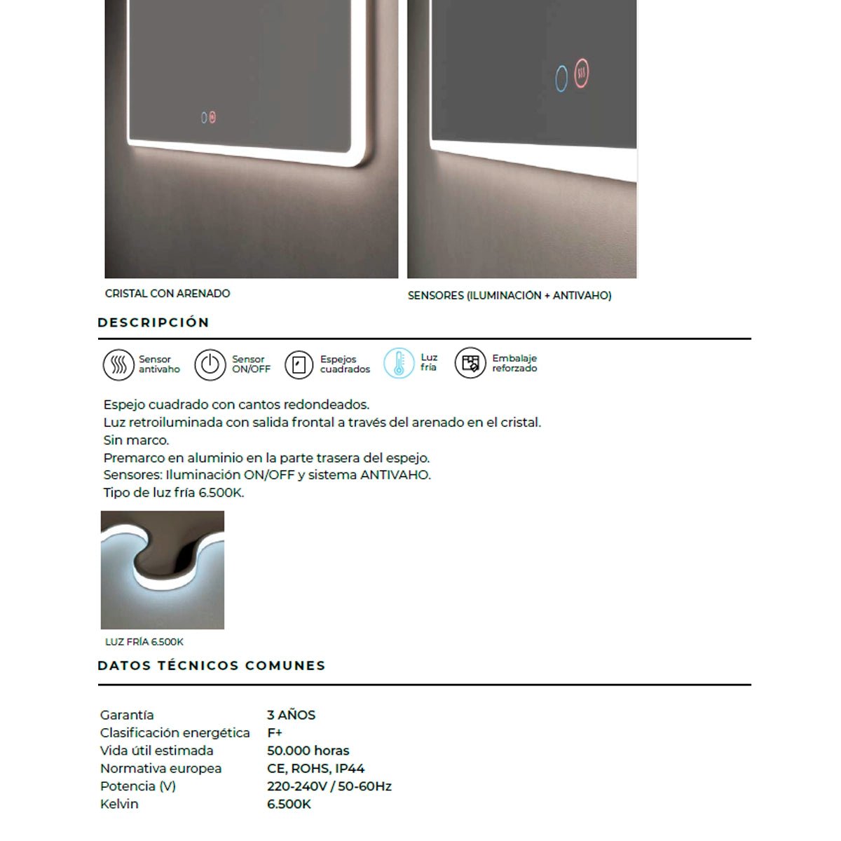 Espejo con cantos redondeados Praga - Thebath