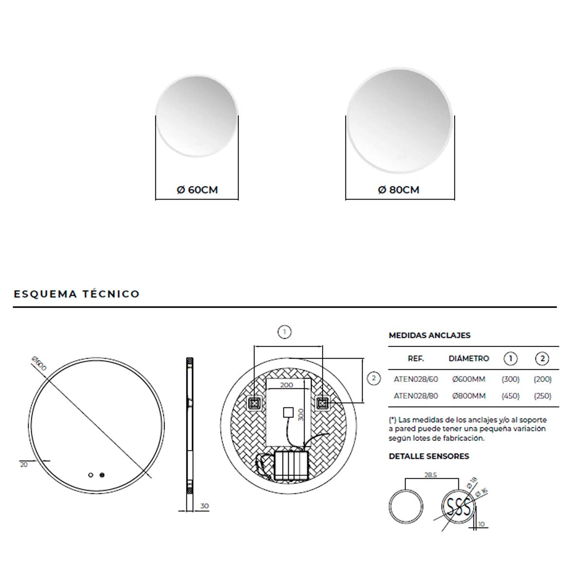 Espejo con luz led Atenas - Thebath