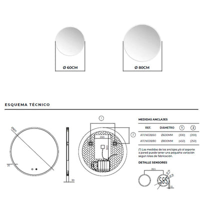 Espejo con luz led Atenas - Thebath