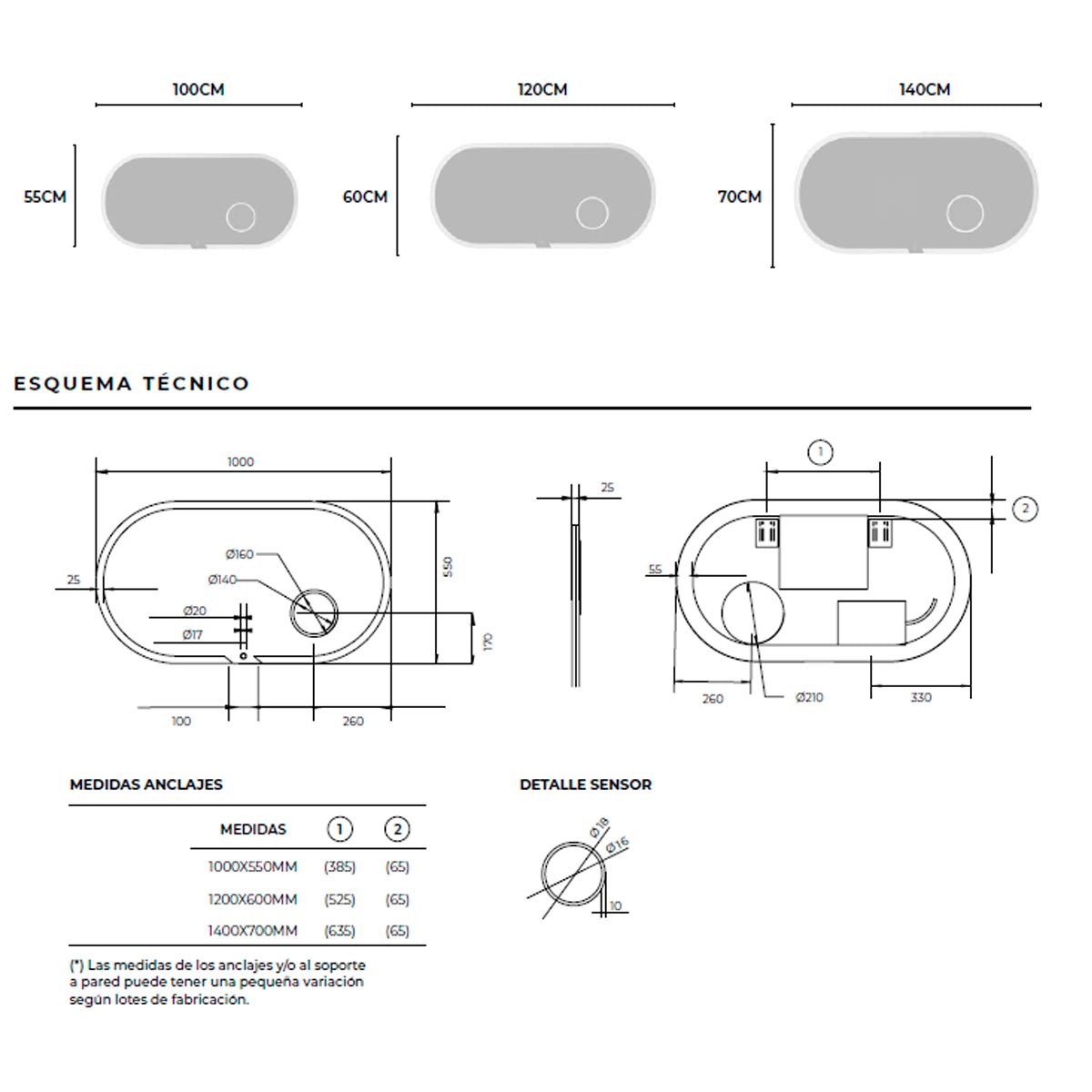 Espejo de baño aumento Indiana - Thebath