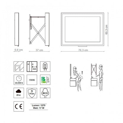 Espejo extensible Led rectangular