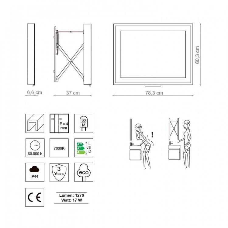 Espejo extensible Led rectangular