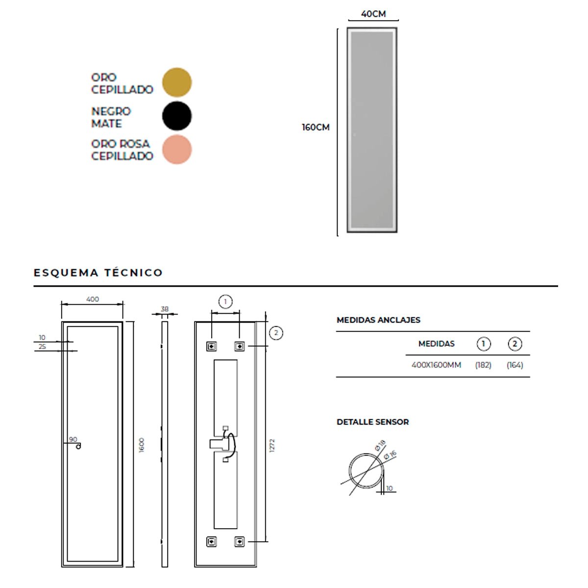 Espejo largo pared New York - Thebath