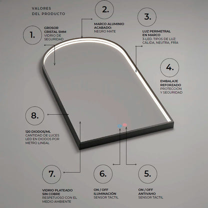 Espejo luz led indirecta Roma - Thebath