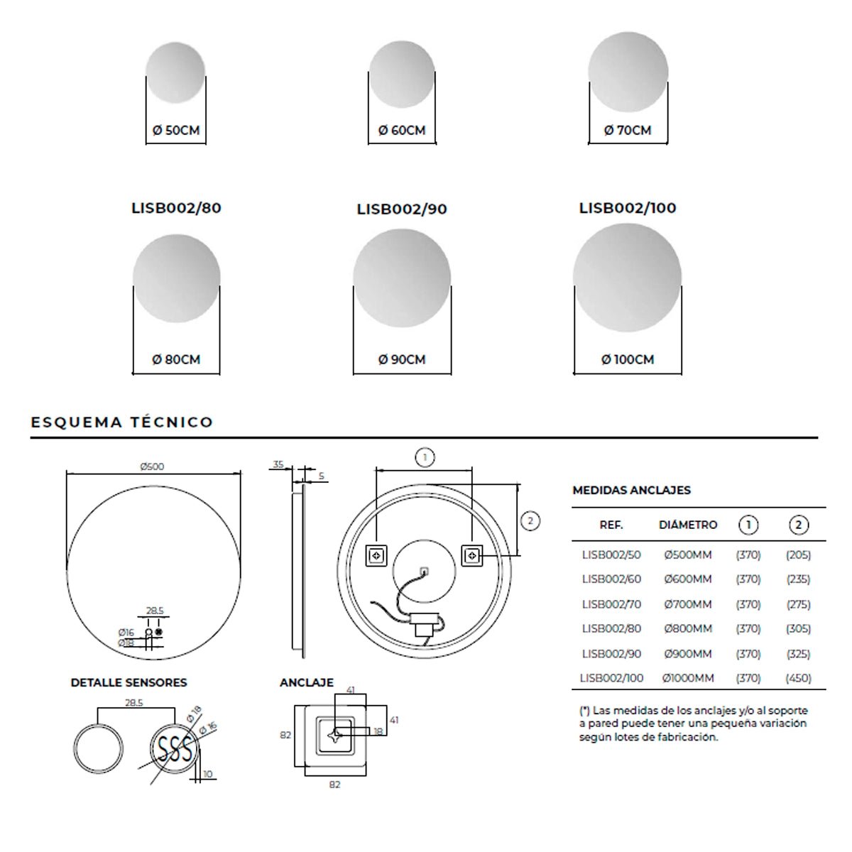 Espejo moderno con luz led Lisboa - Thebath