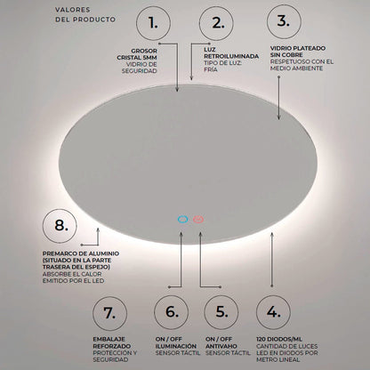 Espejo moderno con luz led Lisboa - Thebath