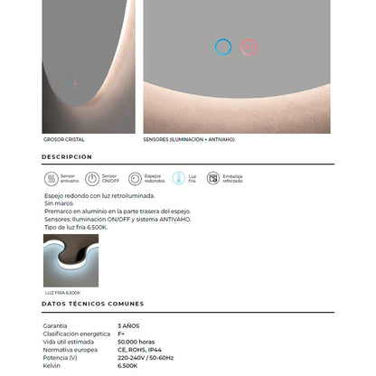 Espejo moderno con luz led Lisboa - Thebath