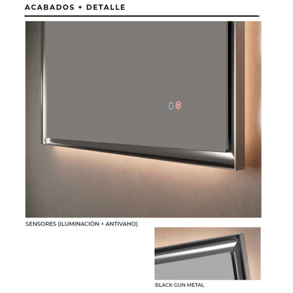 Espejo retroiluminado California black gun metal - Thebath