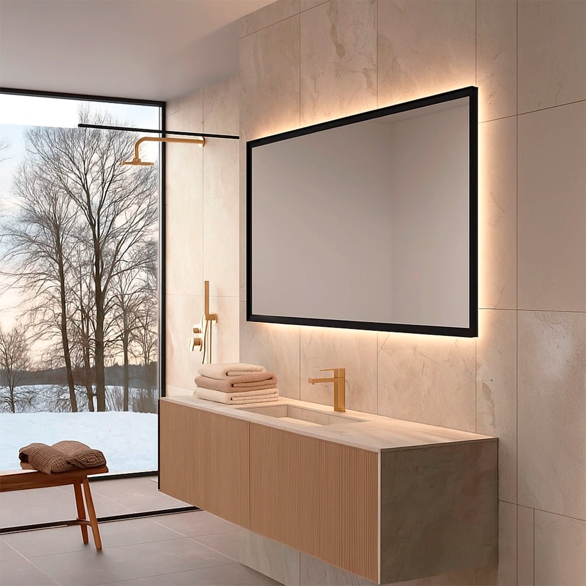 Espejo retroiluminado California negro - Thebath