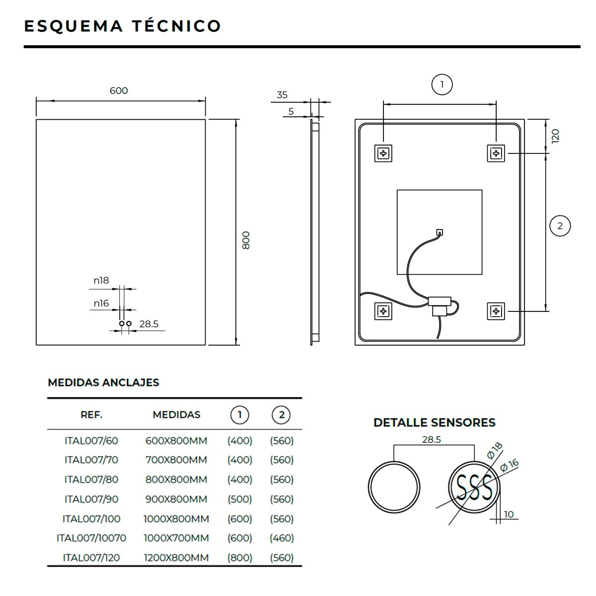 Espejo retroiluminado con luz led Italia - Thebath
