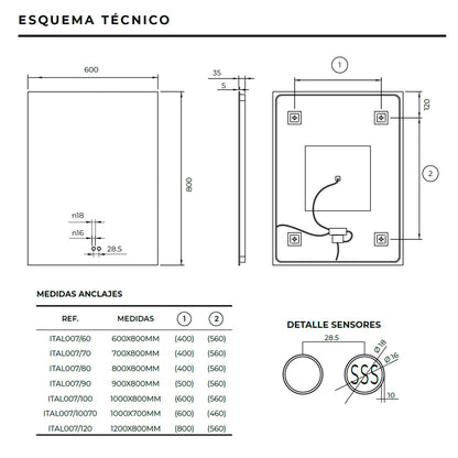 Espejo retroiluminado con luz led Italia - Thebath