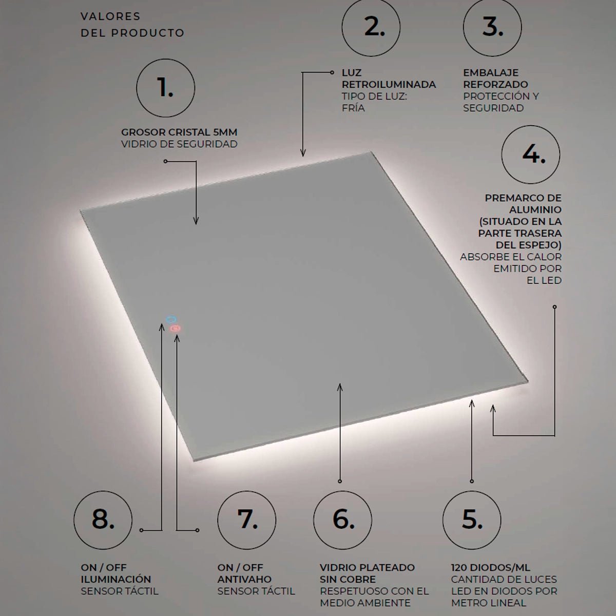Espejo retroiluminado con luz led Italia - Thebath