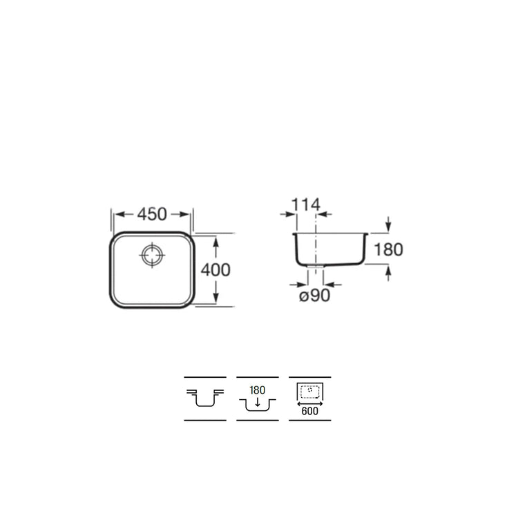 Fregadero bajo encimera acero inoxidable Lisboa