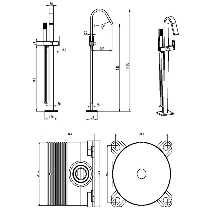 Grifería exenta de bañera Suecia
