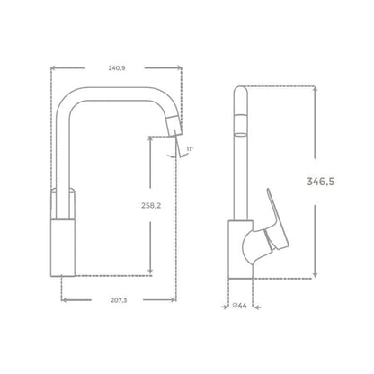 Grifo alto de cocina mate Flat - Thebath