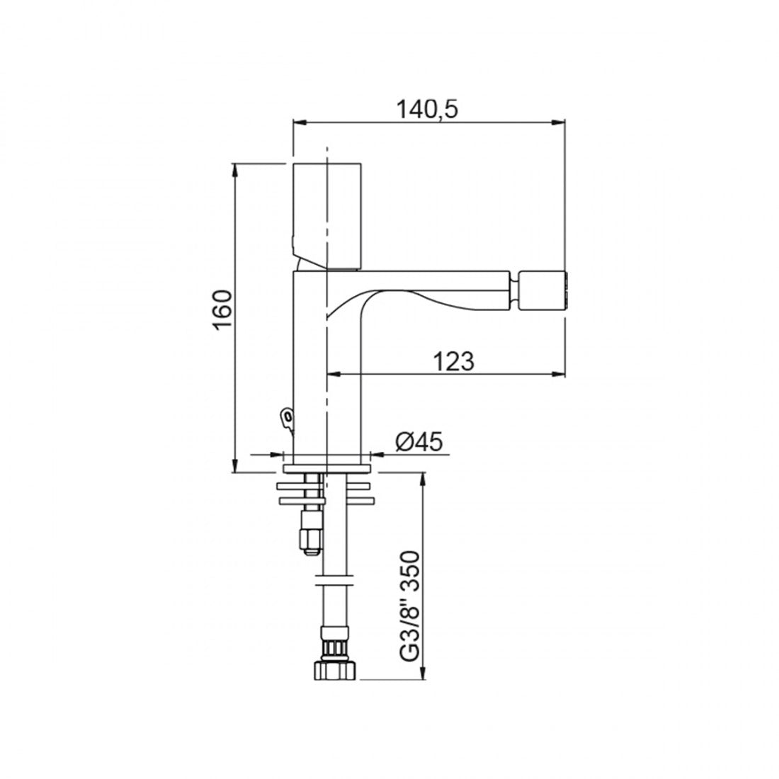 Grifo bidet cromo y negro Tube