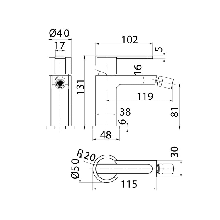 Grifo de bidé monomando negro