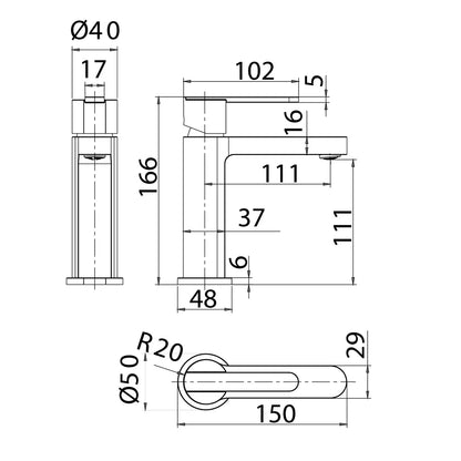 Grifo de lavabo monomando negro - Thebath