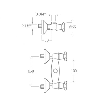 Grifo ducha latón envejecido Monobloc época
