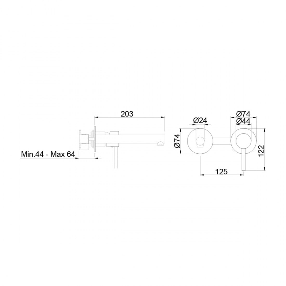 Grifo empotrado lavabo cromado Stick mix