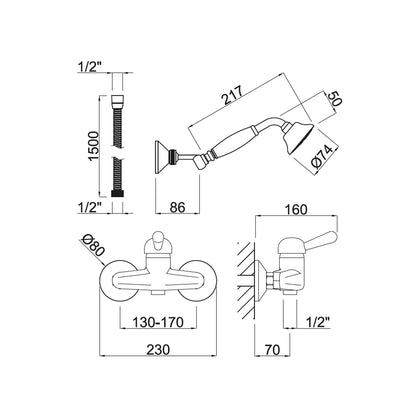 Grifo vintage ducha Carmen - Thebath
