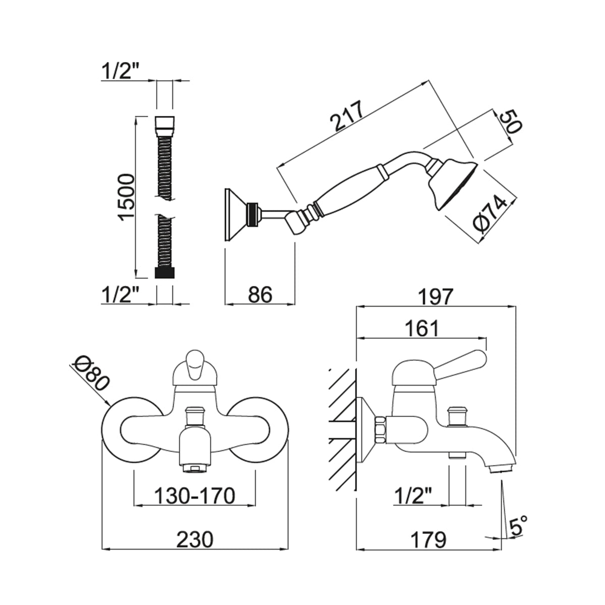 Grifo vintage para bañera Carmen - Thebath