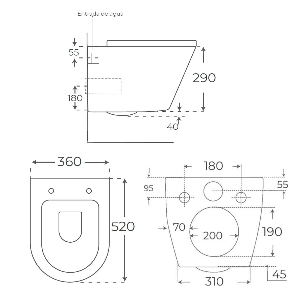 Inodoro suspendido blanco mate Venecia - The Bath