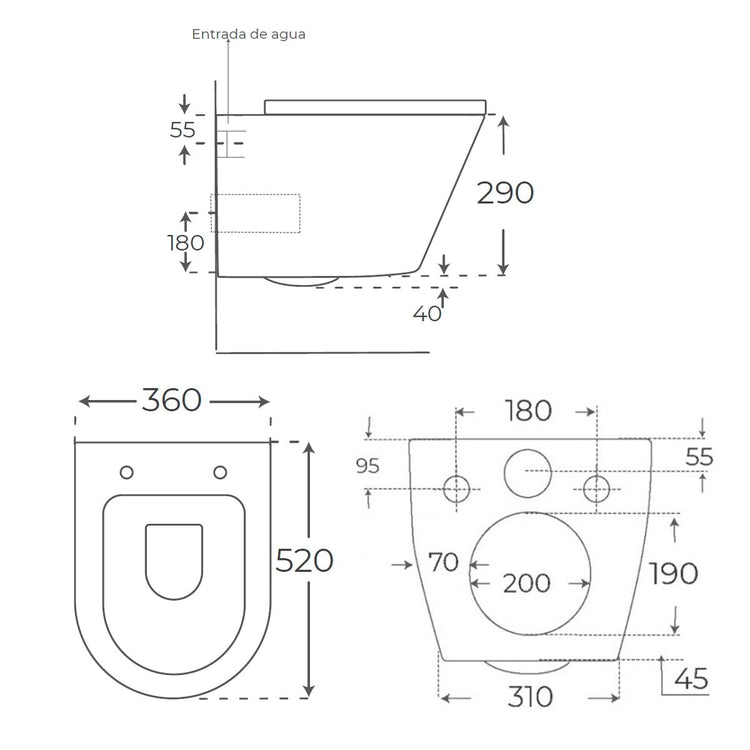Inodoro suspendido gris mate Venecia