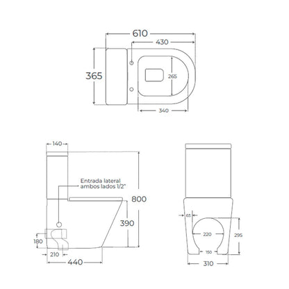 Inodoro tanque bajo blanco mate Venecia - The Bath