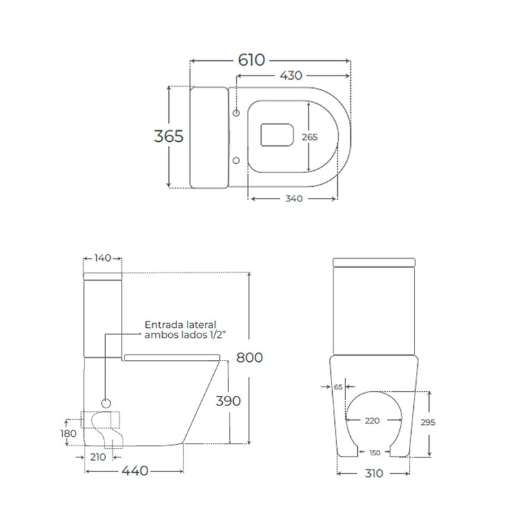 Inodoro tanque bajo gris mate Venecia