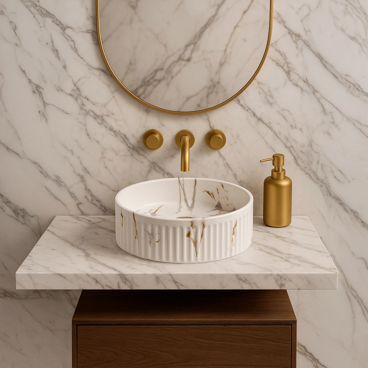 Lavabo blanco sobre encimera Kush - Thebath