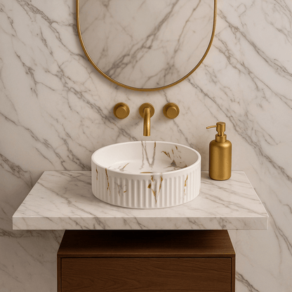 Lavabo blanco sobre encimera Kush - Thebath